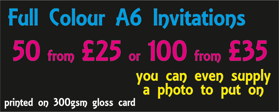 Full colour A6 invitations - Inprint Litho & Digital Printing - Wallasey, Wirral